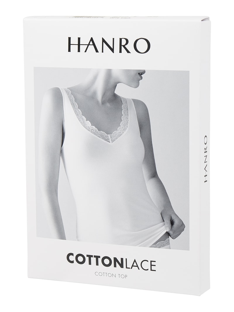 Unterhemd mit Spitze Modell 'Cotton Lace' in schwarz