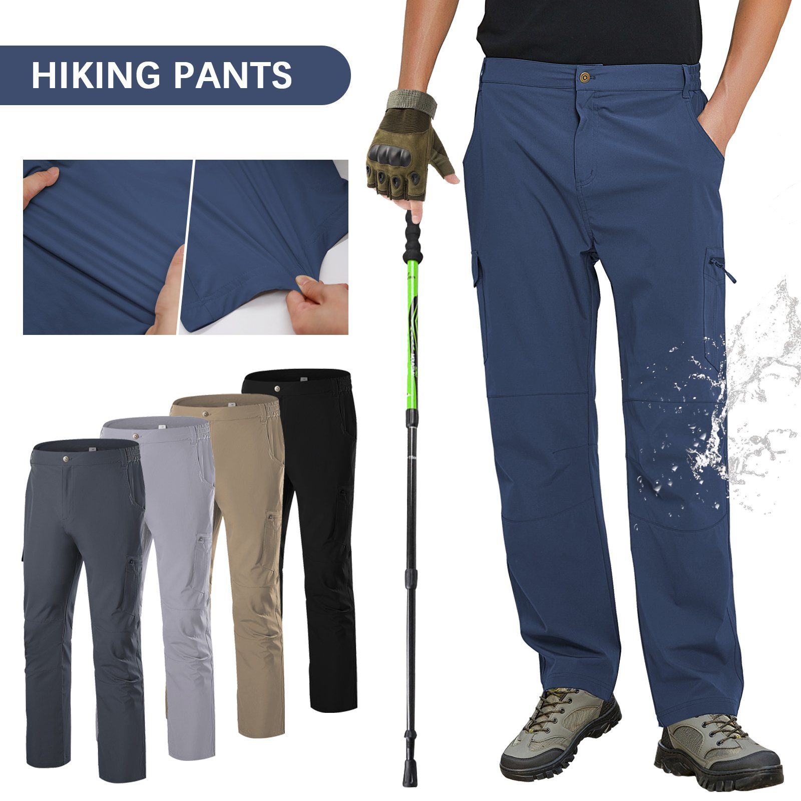 MEETYOO Trekkinghose Herren Softshellhose Wanderhose Skihose (Outdoorhose Wasserdicht Hose, Sommer-Trainingshose, Trekkinghosen Arbeitshosen) mit 5 Taschen