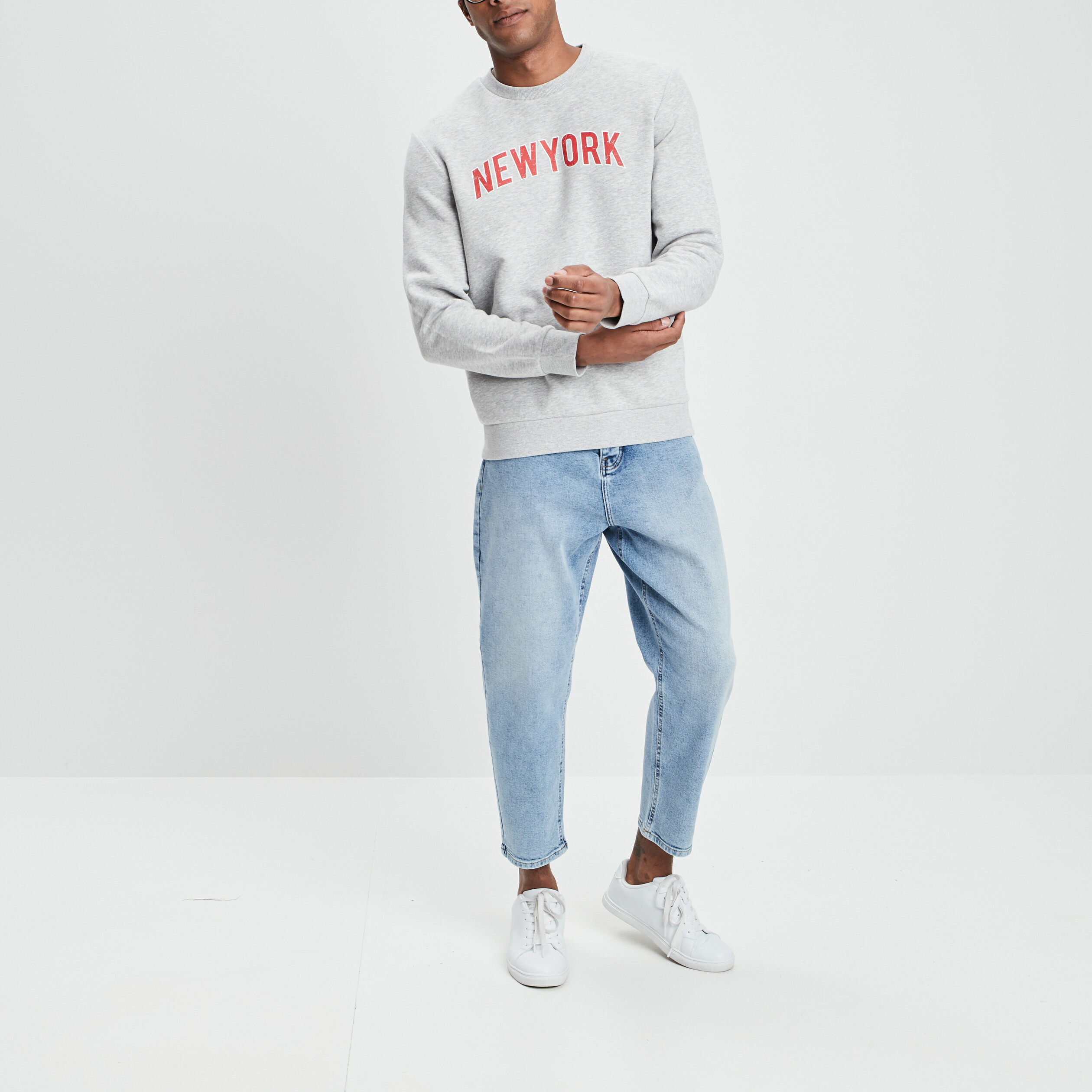 Sweat avec col rond gris clair homme | La Halle