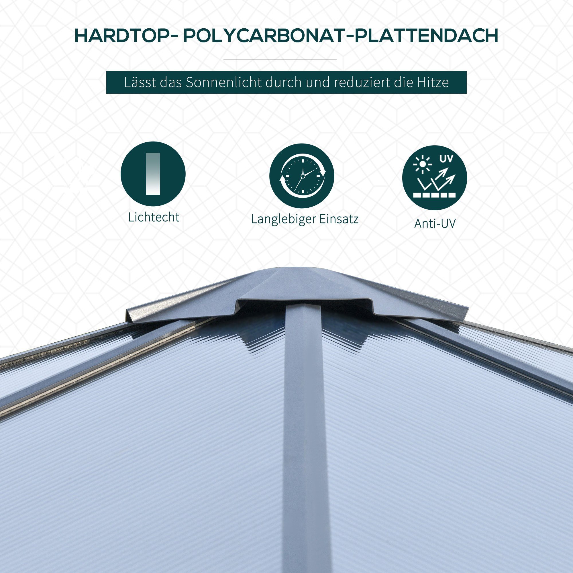 Outsunny Pavillon Pavillon, mit 4 Seitenteilen, (Set, Pavillon mit PC-Dach; 8 x Heringe), BxT: 300x300 cm