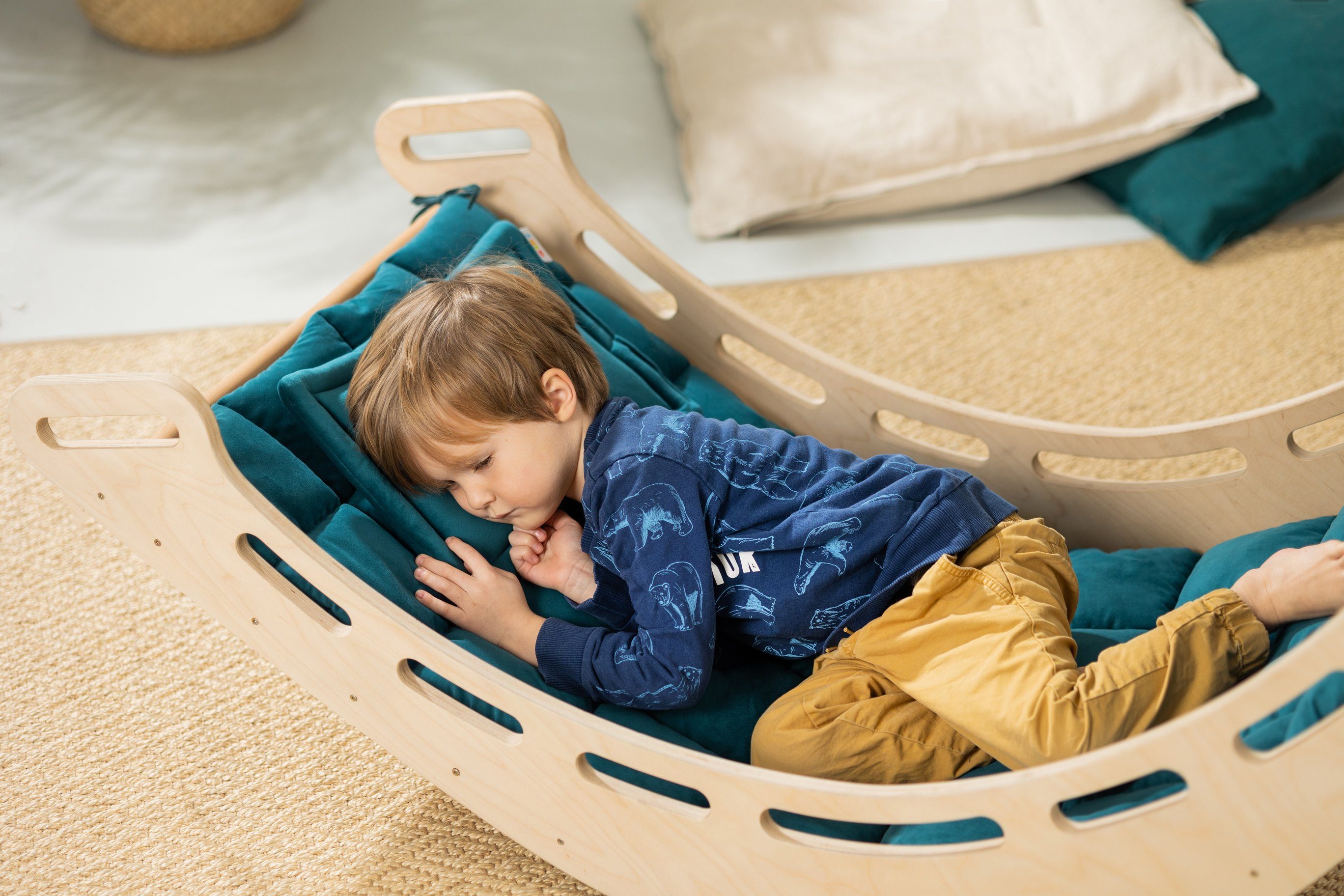 Rainbow Kids Bodenkissen Rockerkissen Auflage Bogenkissen für Montessori Wippe XXL (ohne Wippe), Made in EU