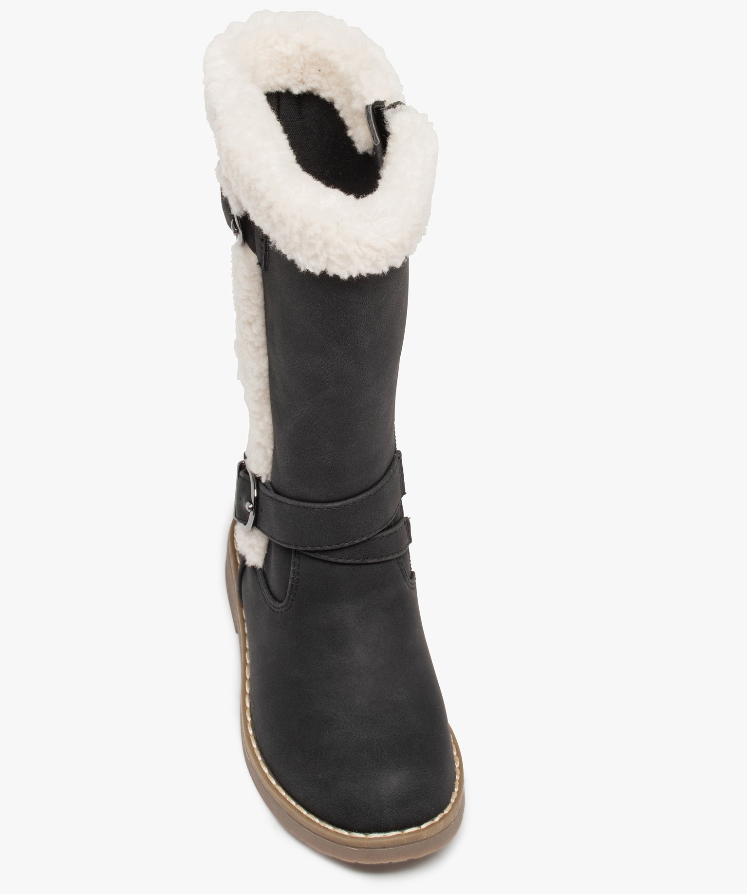 Bottes fille unies à bordures en sherpa noir | GEMO