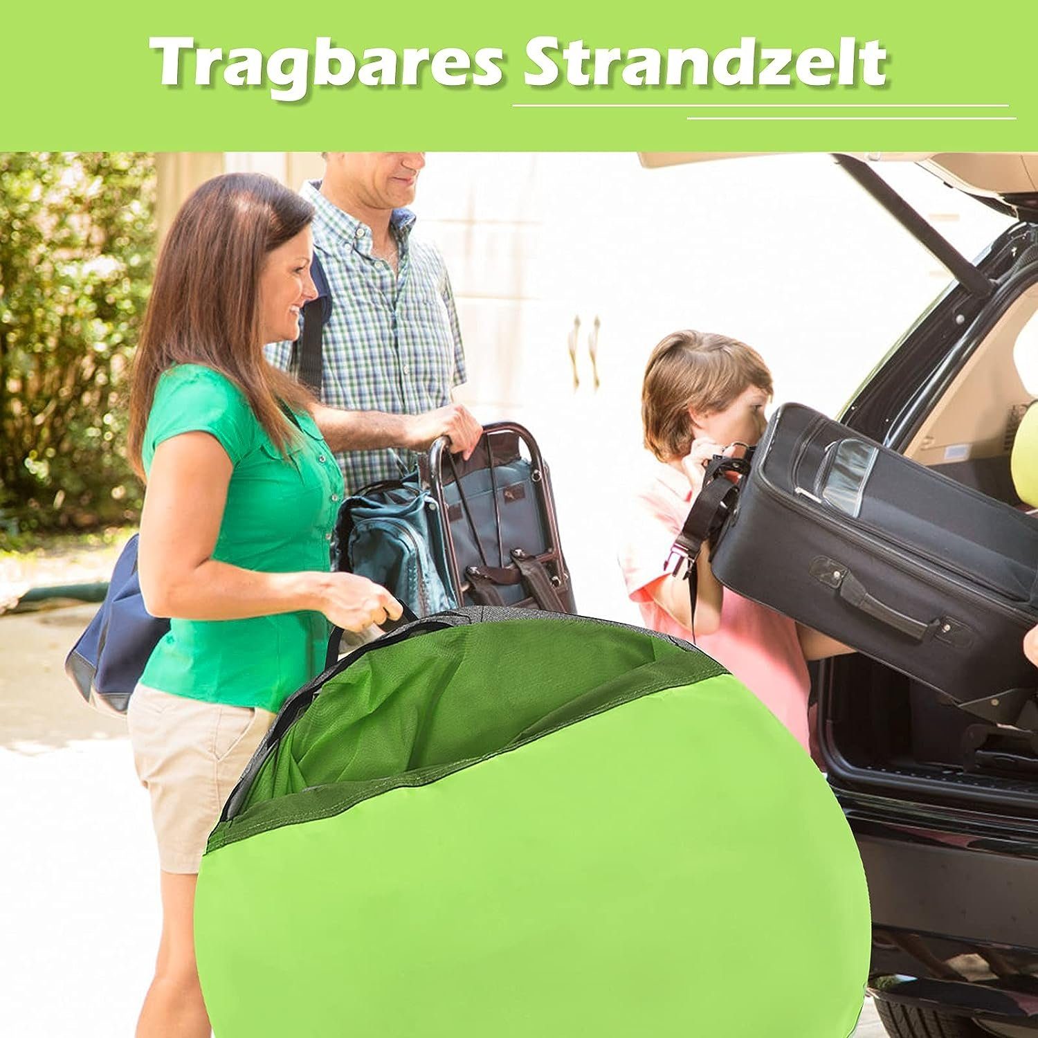 KOMFOTTEU Strandmuschel Strandzelt, für 3-4 Personen, automatisch & tragbar