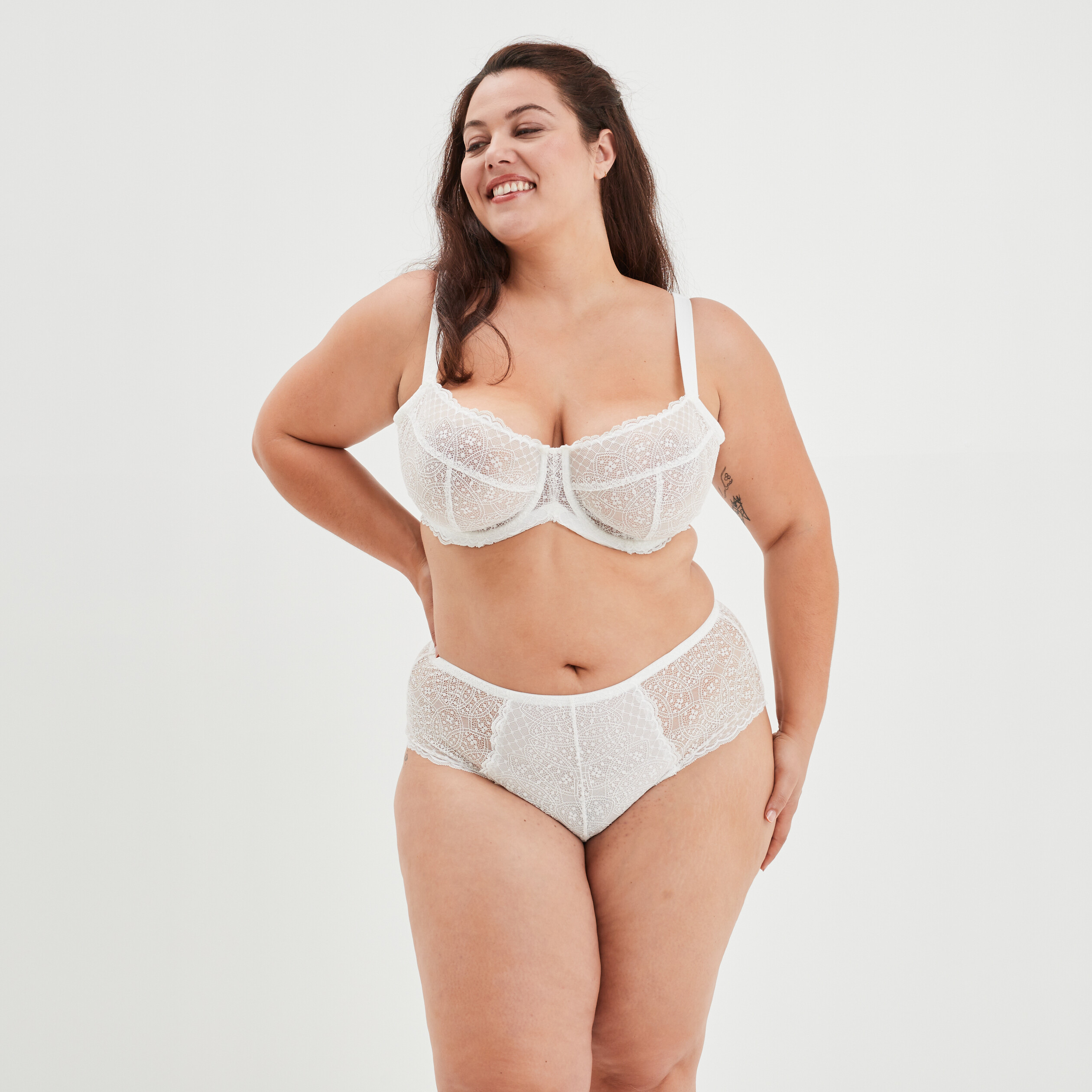 Soutien-gorge emboîtant en dentelle blanc femme grande taille | La Halle