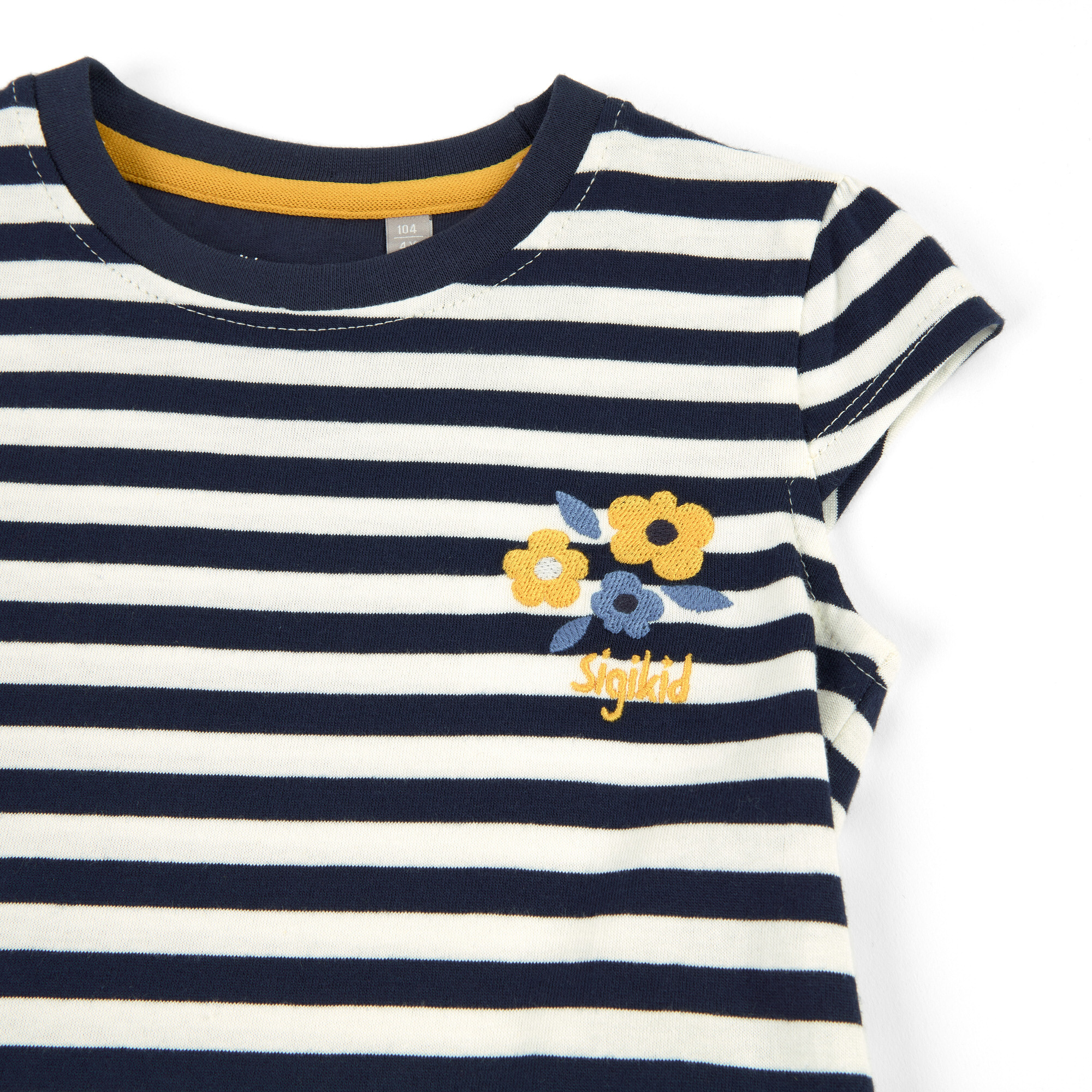 Kinder Ringelkleid mit Volants und Blümchen Stickerei