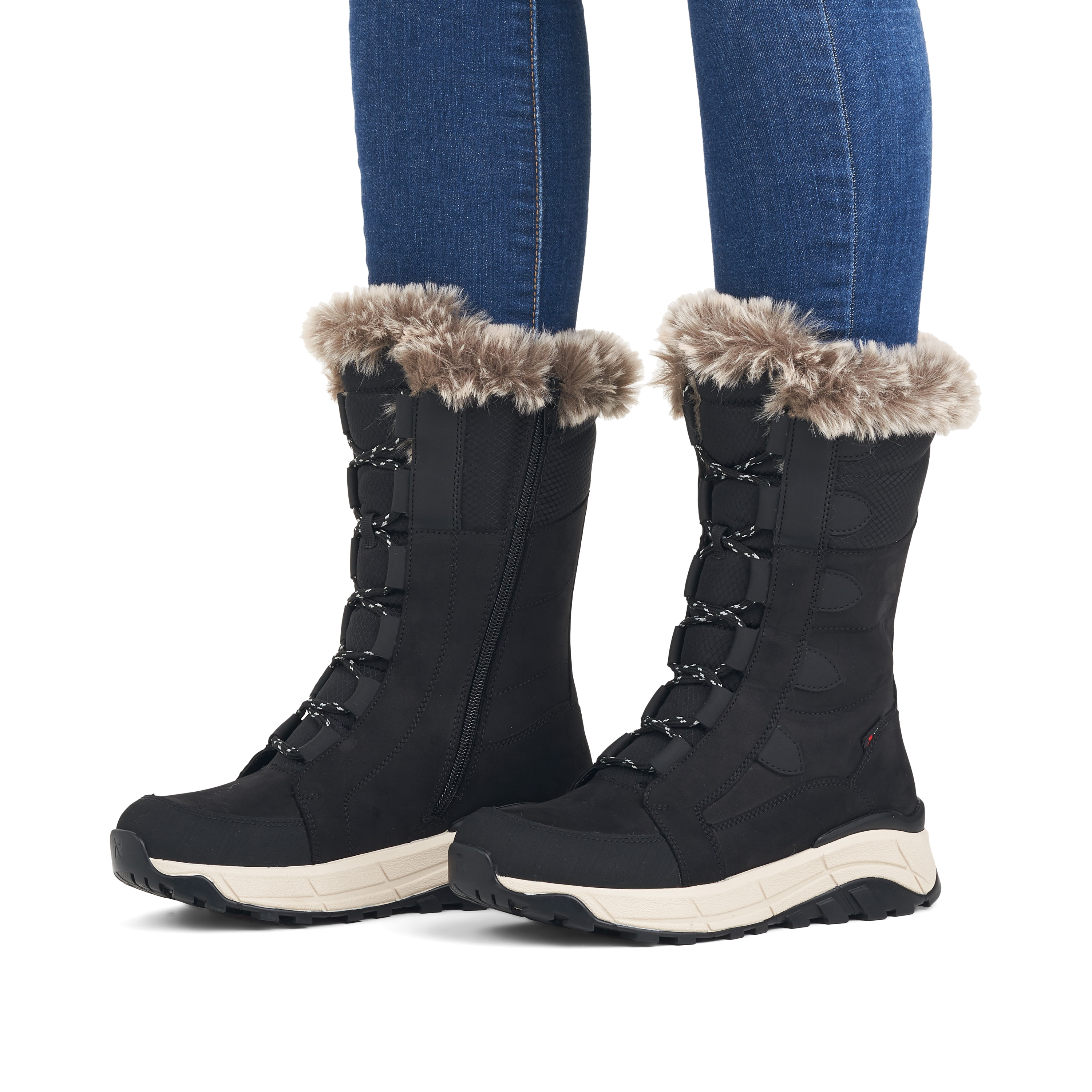 Rieker Damen Schnürstiefel night black