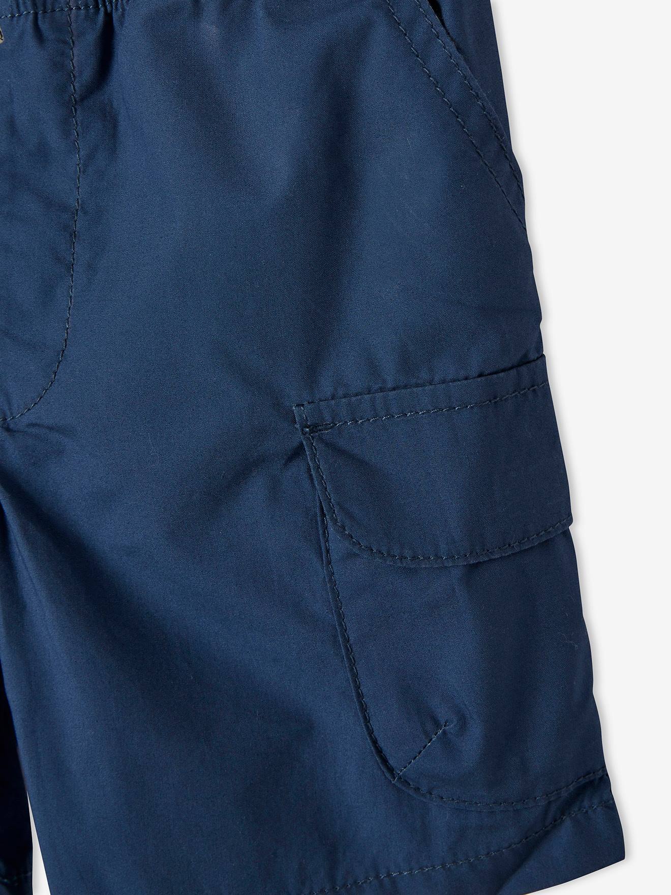 Bermuda battle facile à enfiler garçon en popeline craquante bleu jean