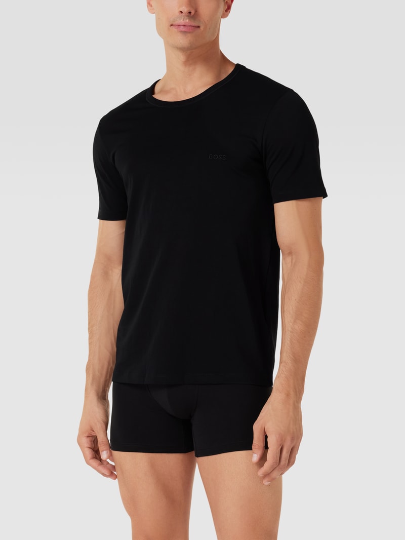 T-Shirt mit Label-Stitching im 3er-Pack Modell 'Classic' in schwarz