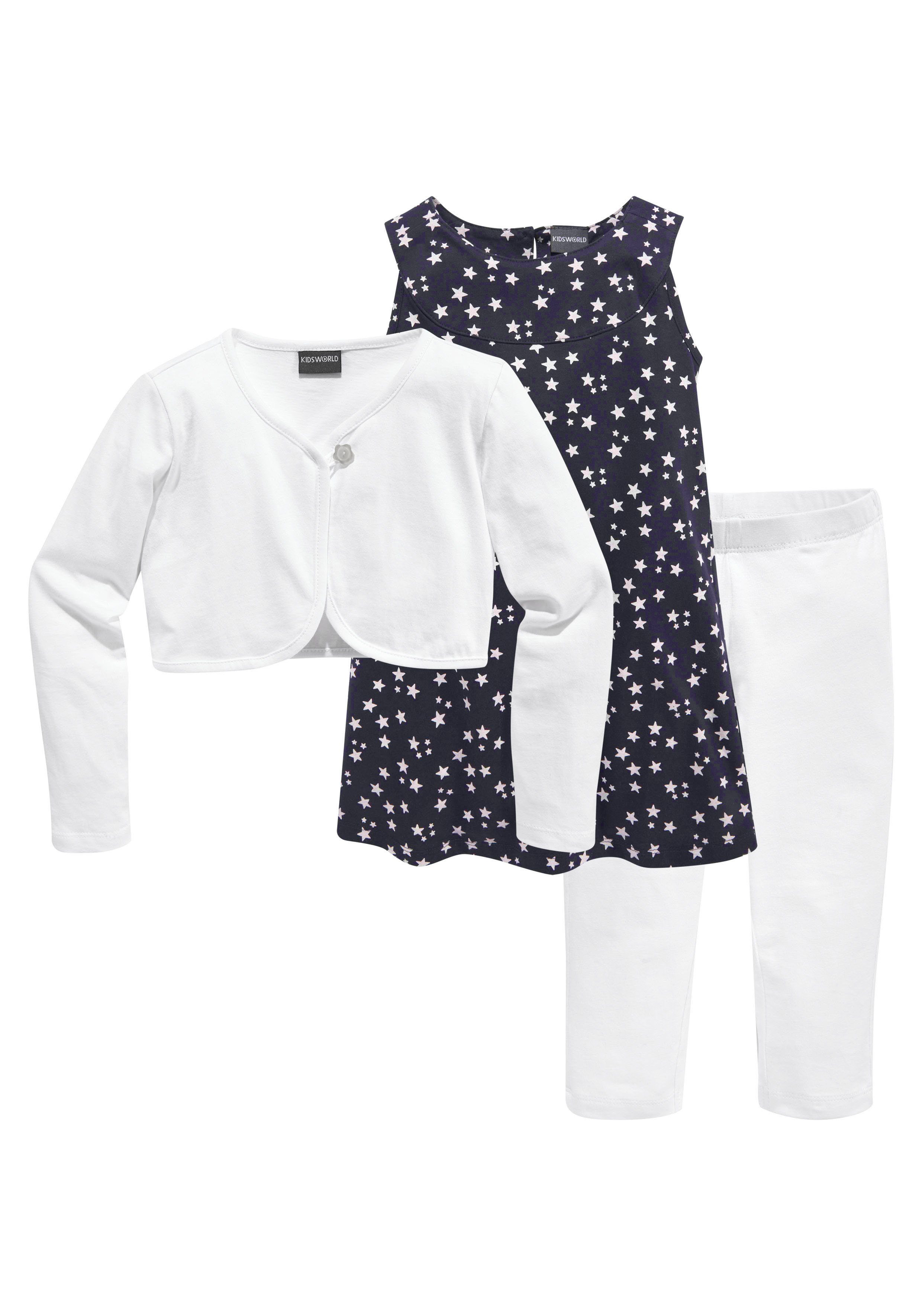 KIDSWORLD Bolero, Kleid & Leggings (Set, 3-tlg) mit Sternchendruck