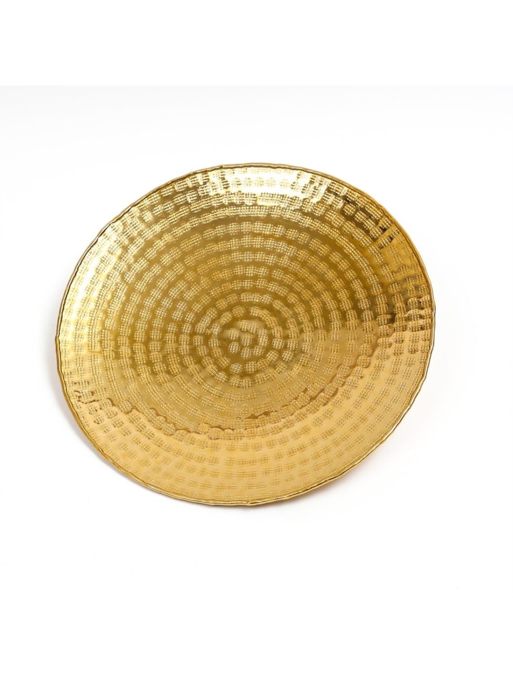 MARELIDA Tablett Dekotablett Serviertablett rund gehämmert D: 28cm in gold günstig kaufen onesize