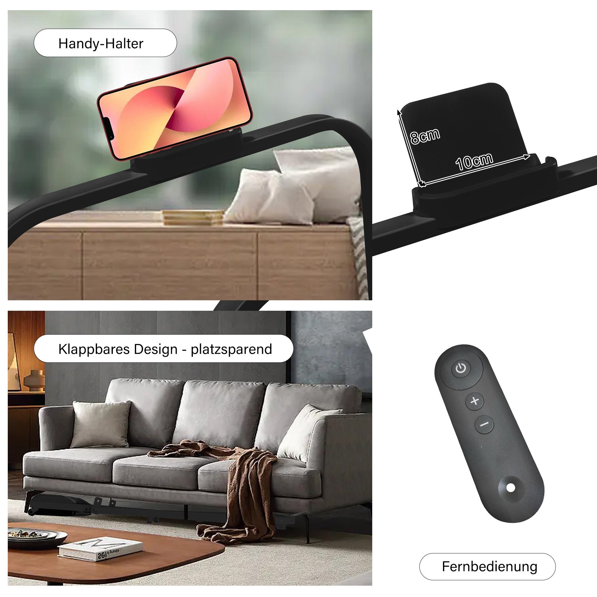 Gotagee Laufband 2 in 1 Heim-Laufband mit Fernbedienun Büro Laufband mit Bluetooth+LED