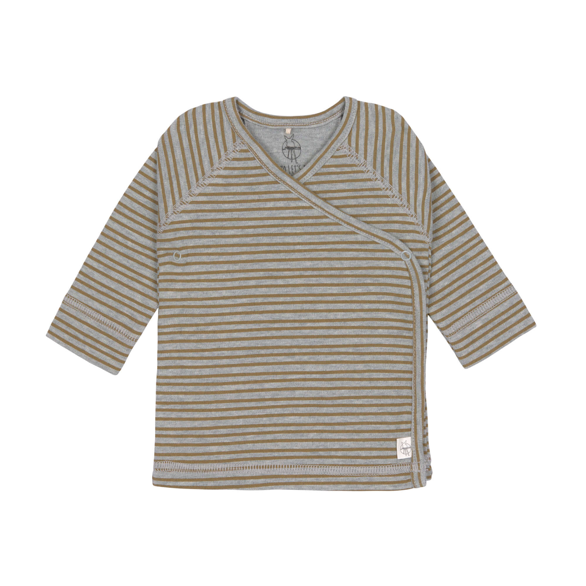 Baby Wickelshirt - Bio Baumwolle, Striped, Grau Mélange