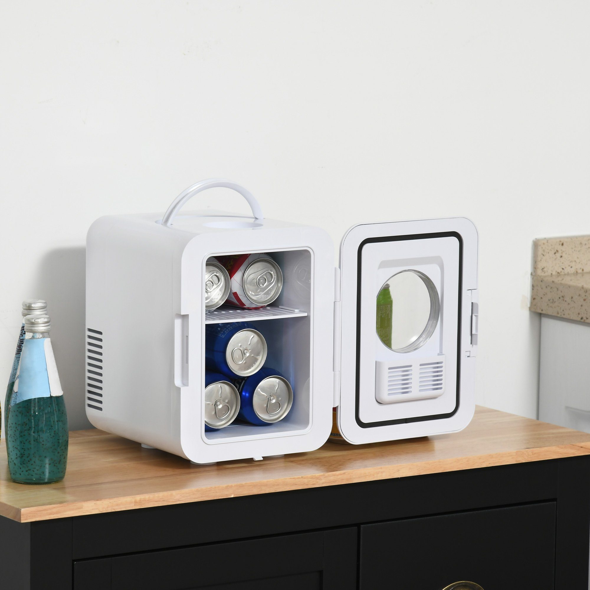 HOMCOM Kühlbox Auto-Warmhaltebox, 4L Kühlschrank Mini-Kühlschrank 60 W für Camping Weiß
