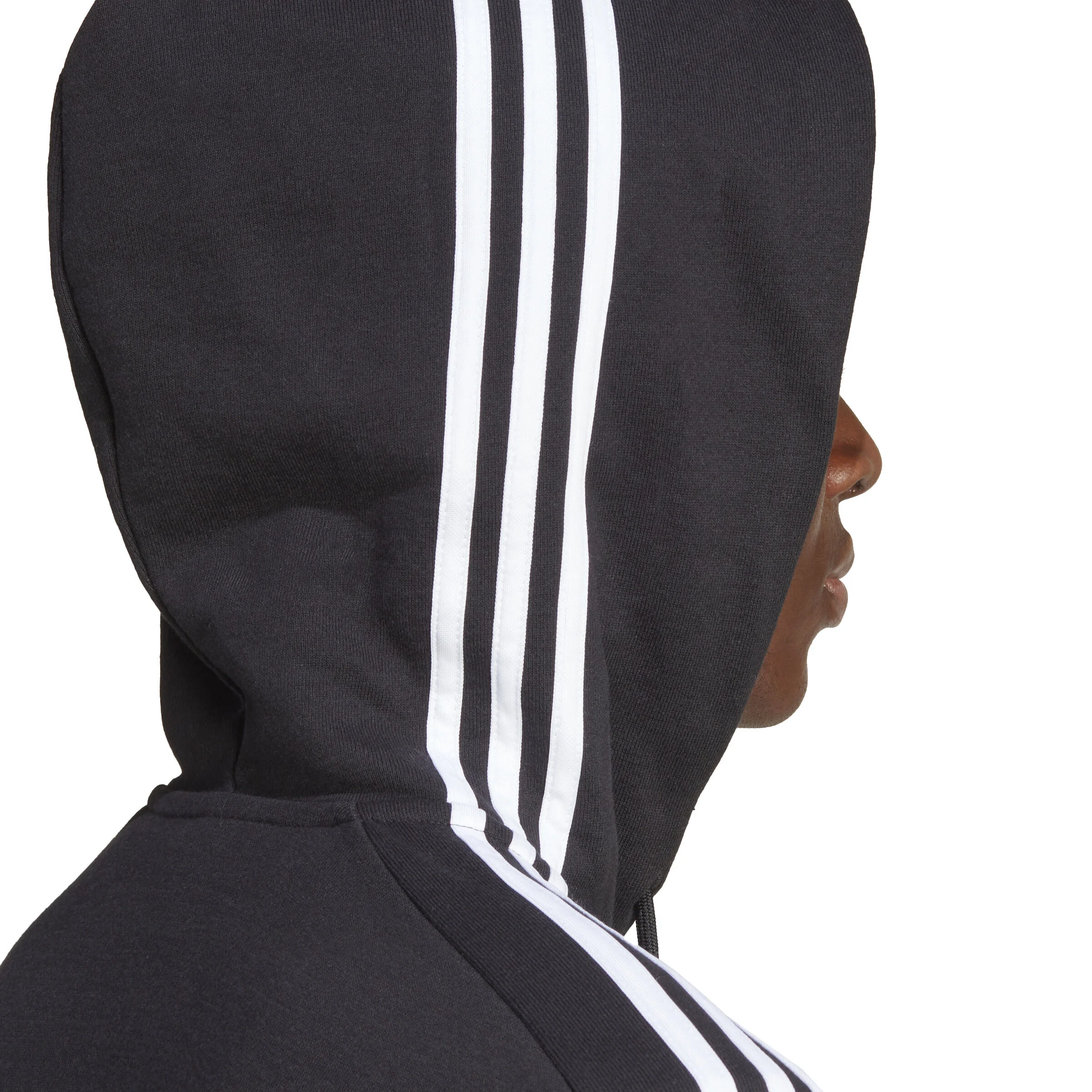Essentials French Terry 3-Stripes Full-Zip Sweatjacke Herren - Schwarz, Weiß