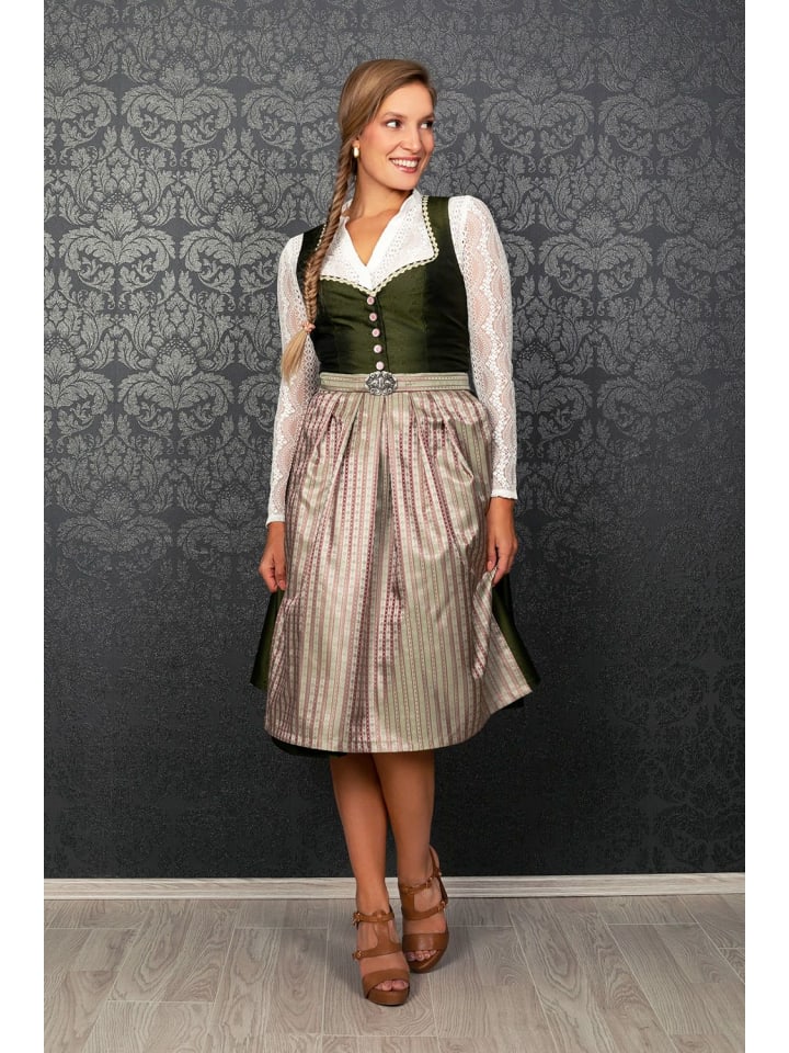 Edelnice Midi Dirndl Adele in grün, rosé günstig kaufen