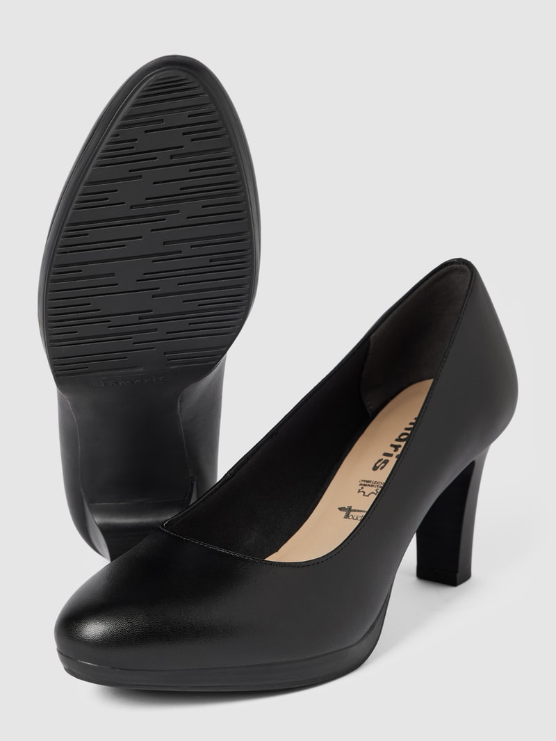Pumps aus Leder mit abgerundeter Spitze Modell 'BASIC' in schwarz