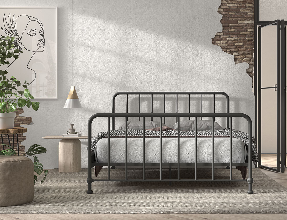 VIPACK Jugendbett BRONXX mit Liegefläche 160 xx 200 cm, Ausf. Metall Schwarz matt