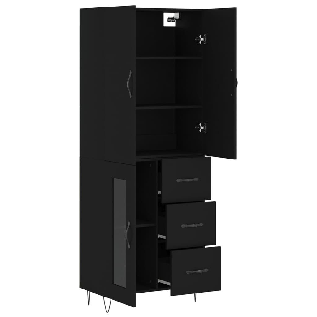 vidaXL Sideboard Highboard Schwarz 69,5x34x180 cm Holzwerkstoff (1 St)