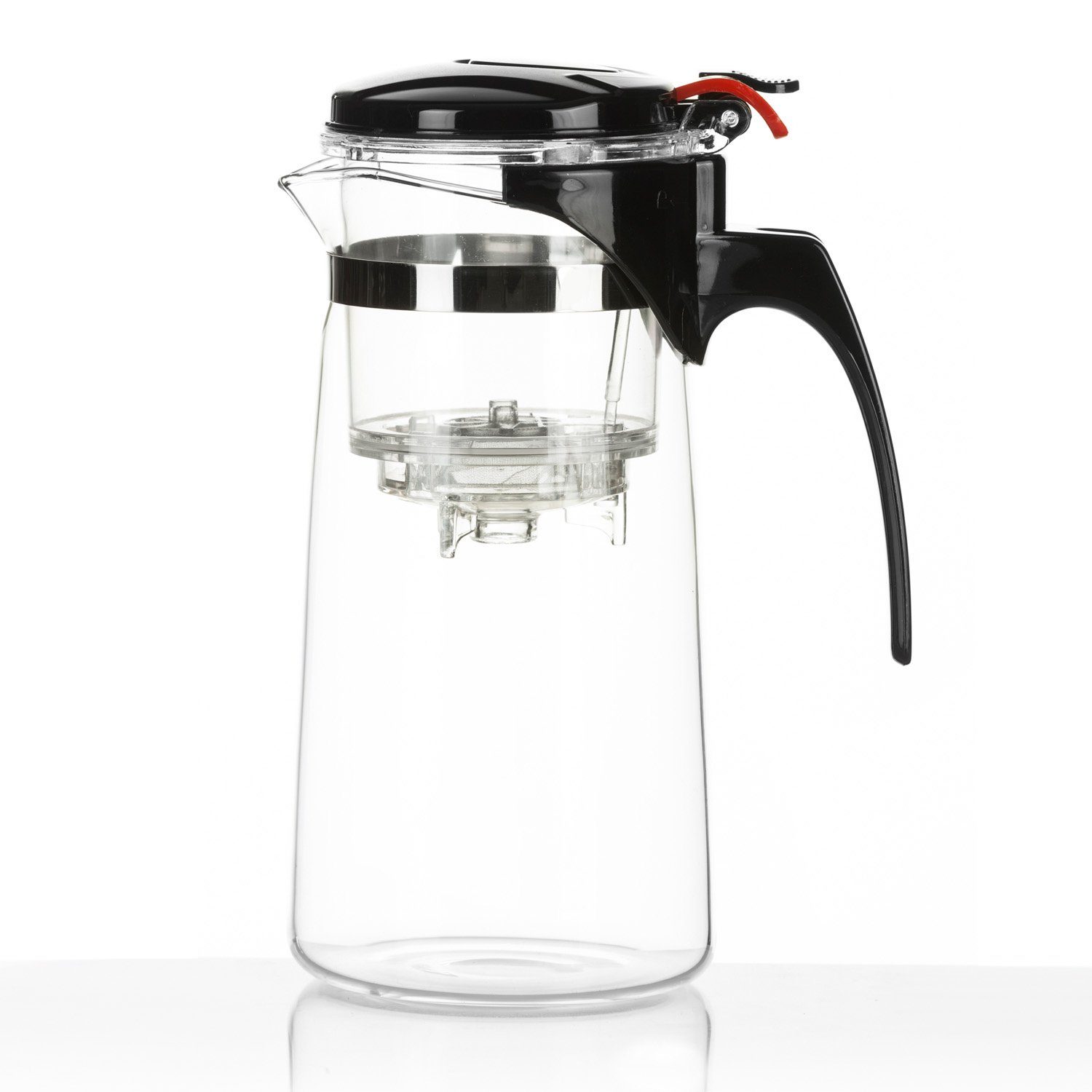 Dimono Teeglas Teekanne Teebereiter mit Filter & Knopf, Tea-Maker 600 ml