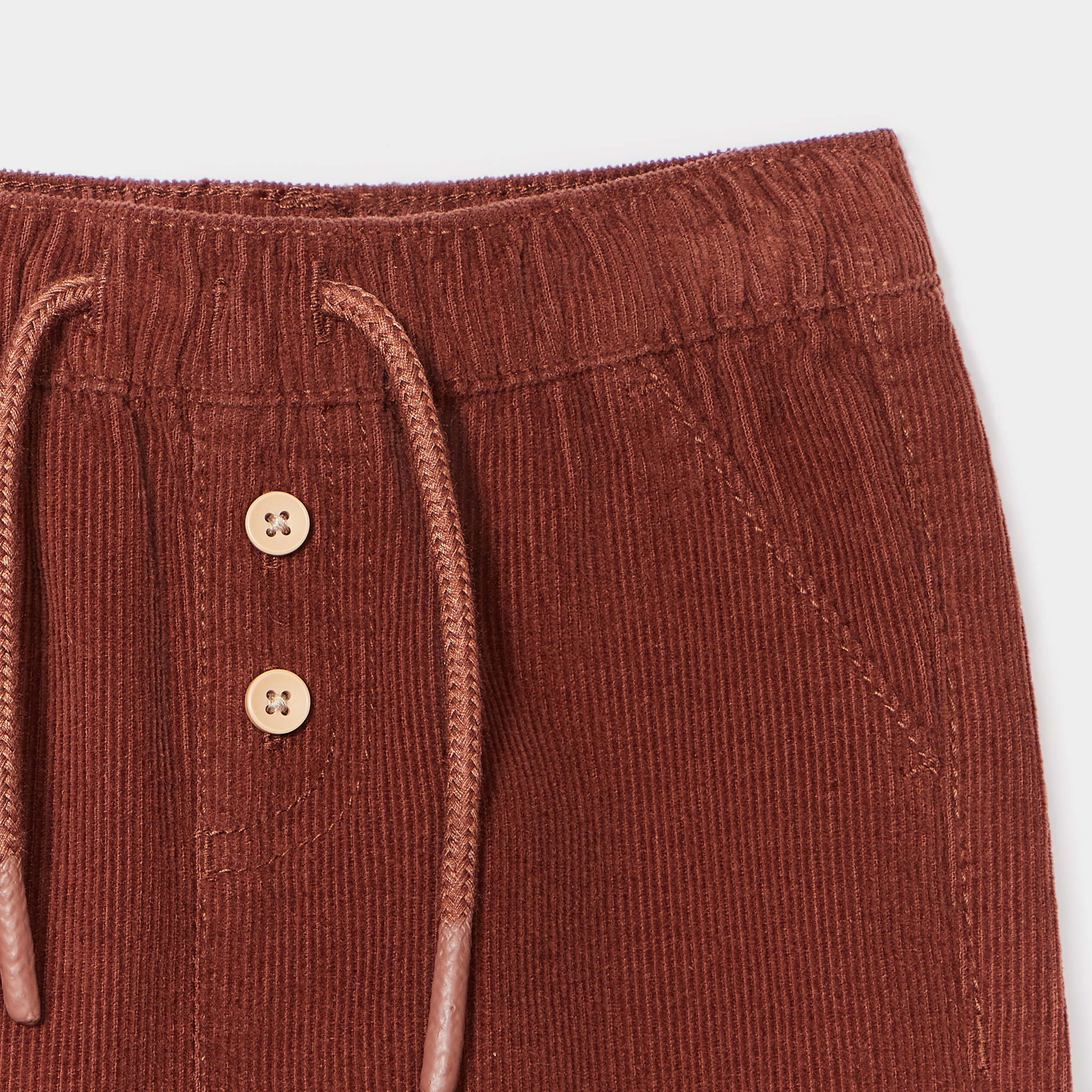 Pantalon velours 2 poches côtelé coton marron foncé bébé garçon | La Halle