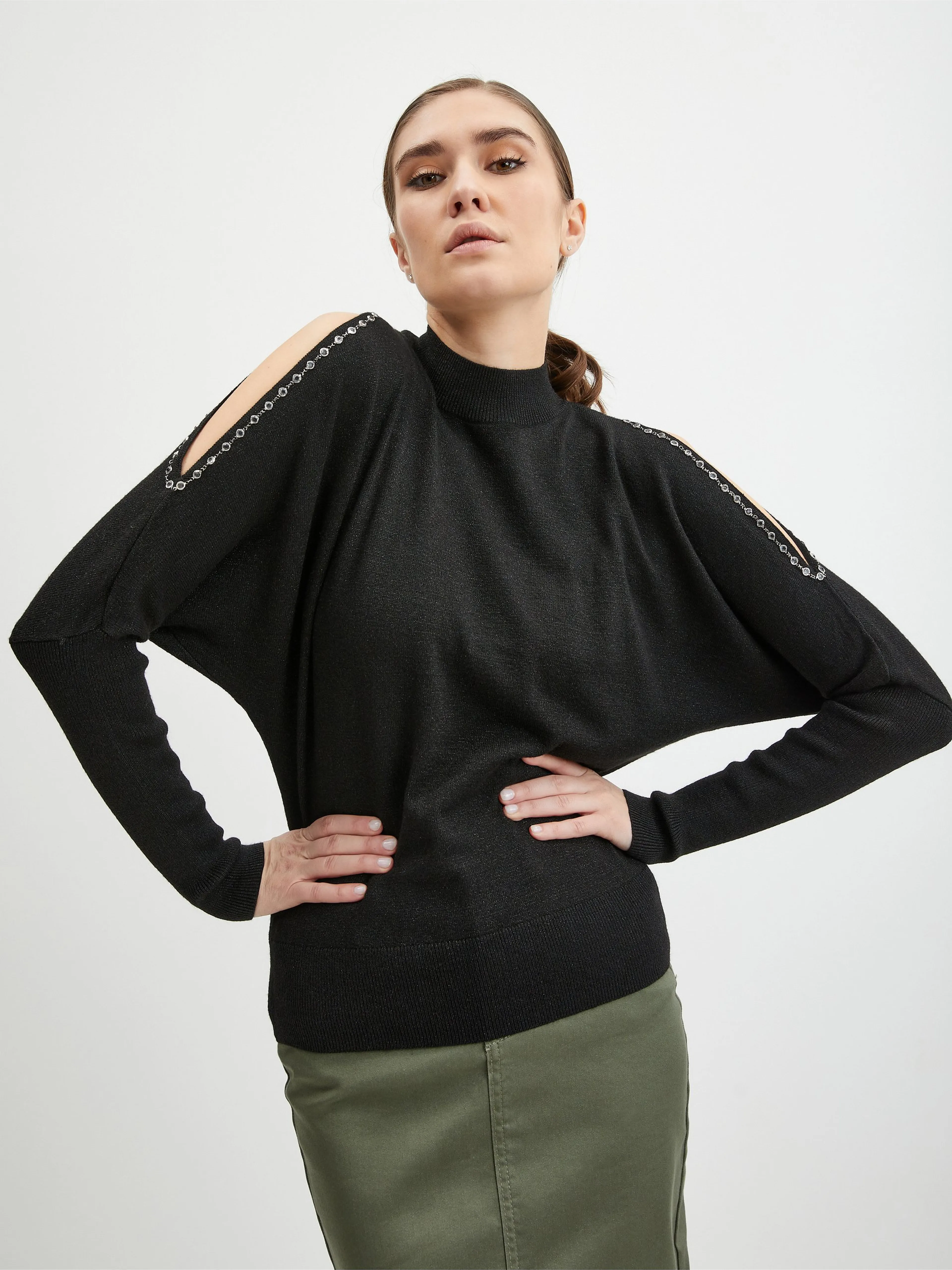 Schwarze Damen Strickjacke mit Ausschnitten ORSAY