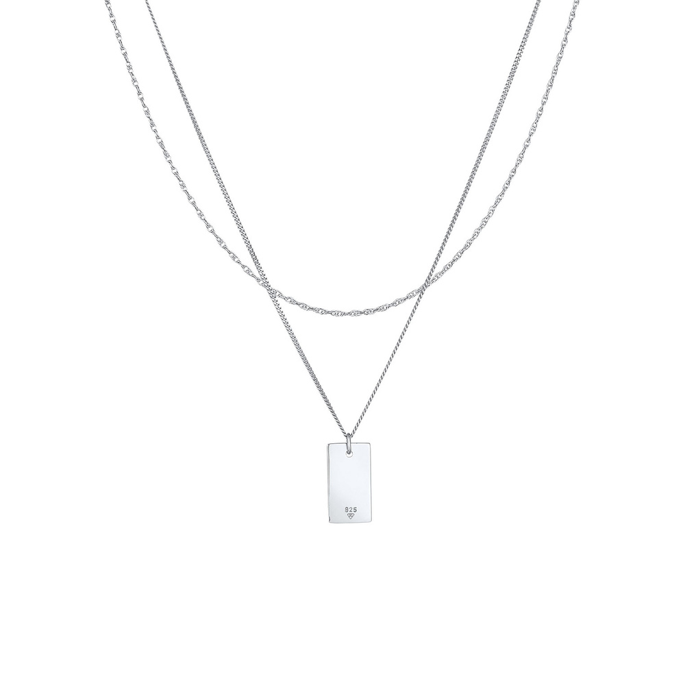 Elli Elli Collier Mesdames Pendentif Rectangle Torsadé Basic Minimal Tendance en argen collier