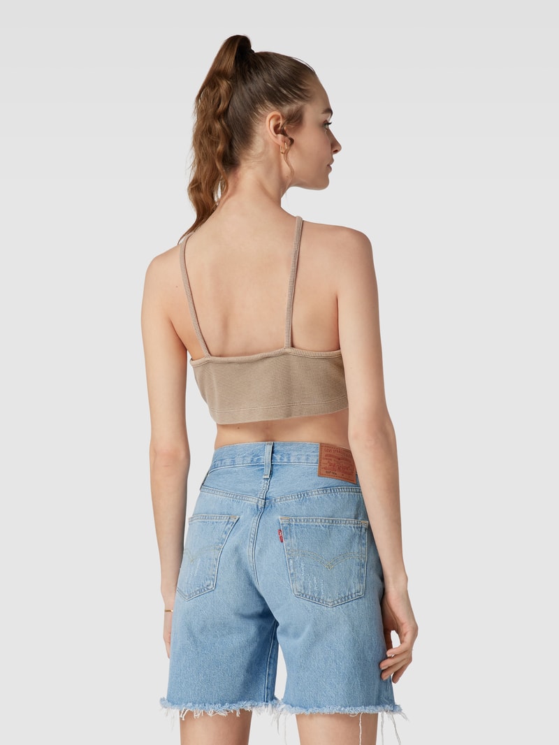 Crop Top mit Strukturmuster in beige