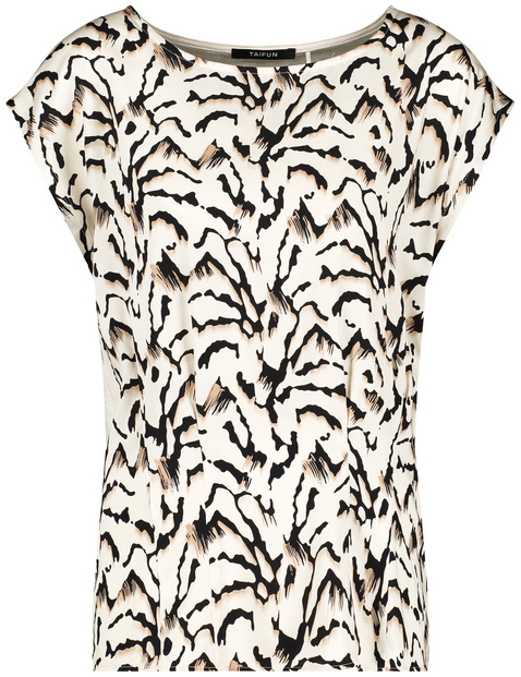 Tailliertes Blusenshirt mit Material-Mix