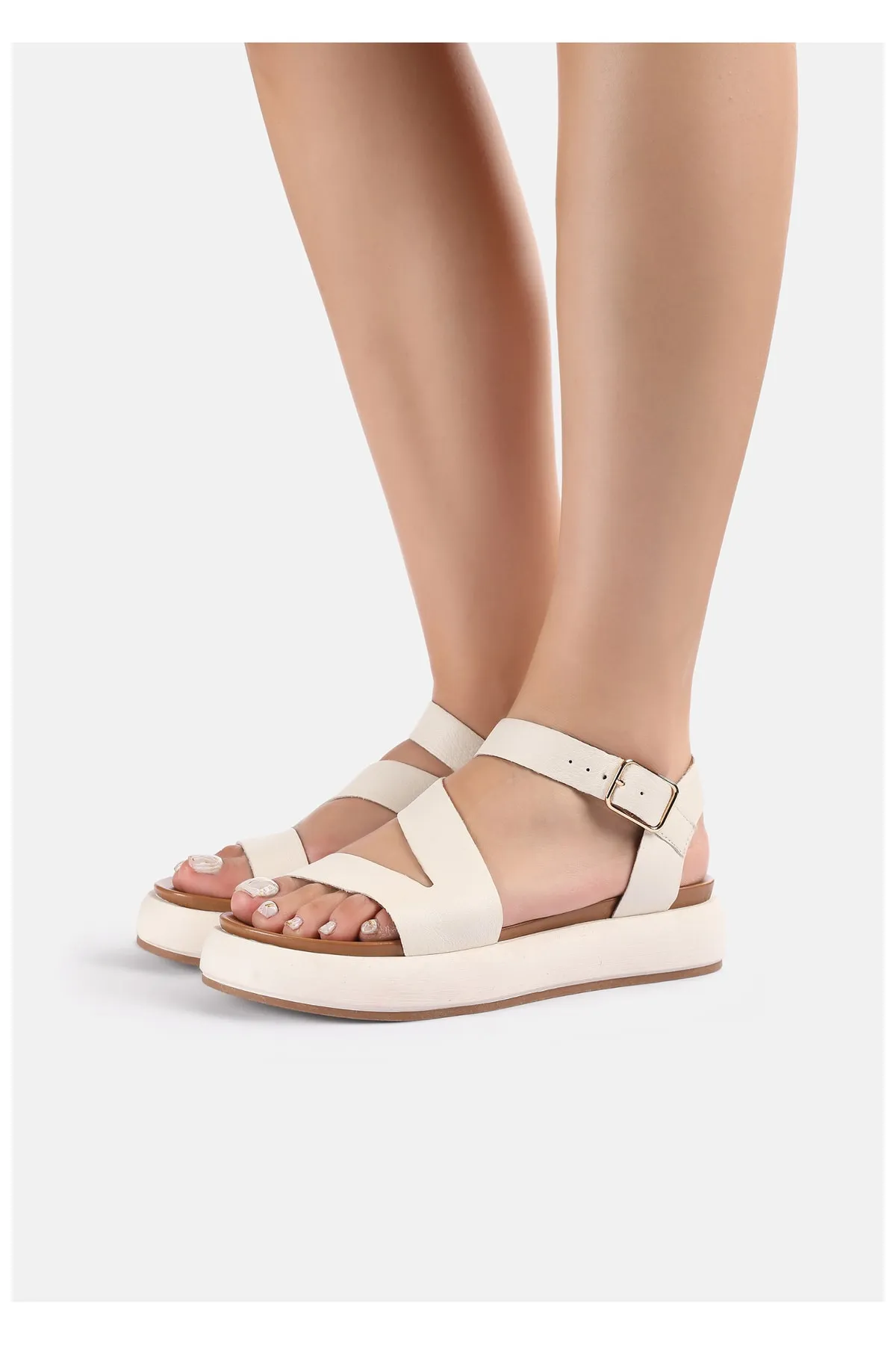 INUOVO  Sandalette - Weiß - Flacher Absatz
