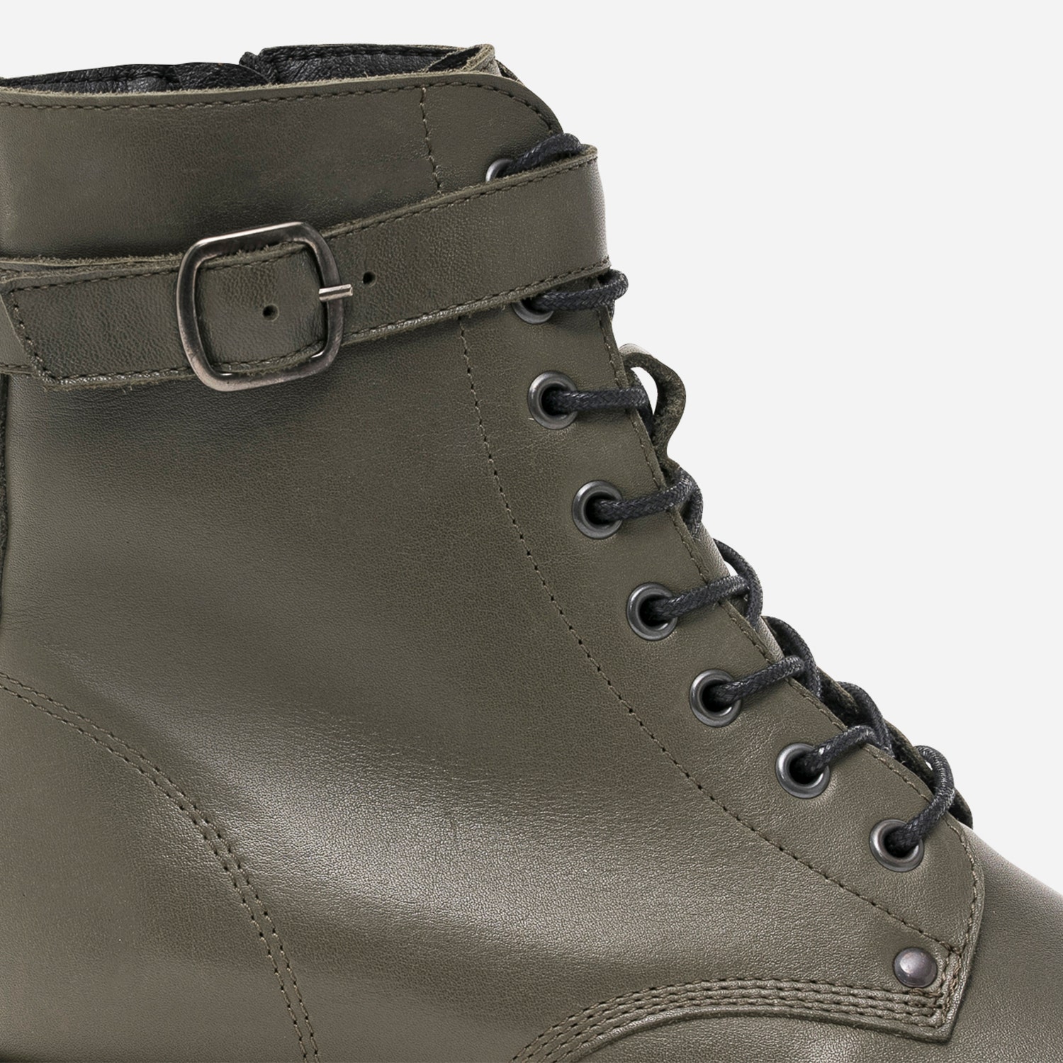 Bottine kaki en cuir