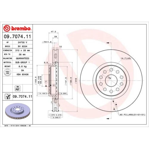 Bremsscheibe Brembo Vorderachse  2 Stück 09.7074.11 - ATU