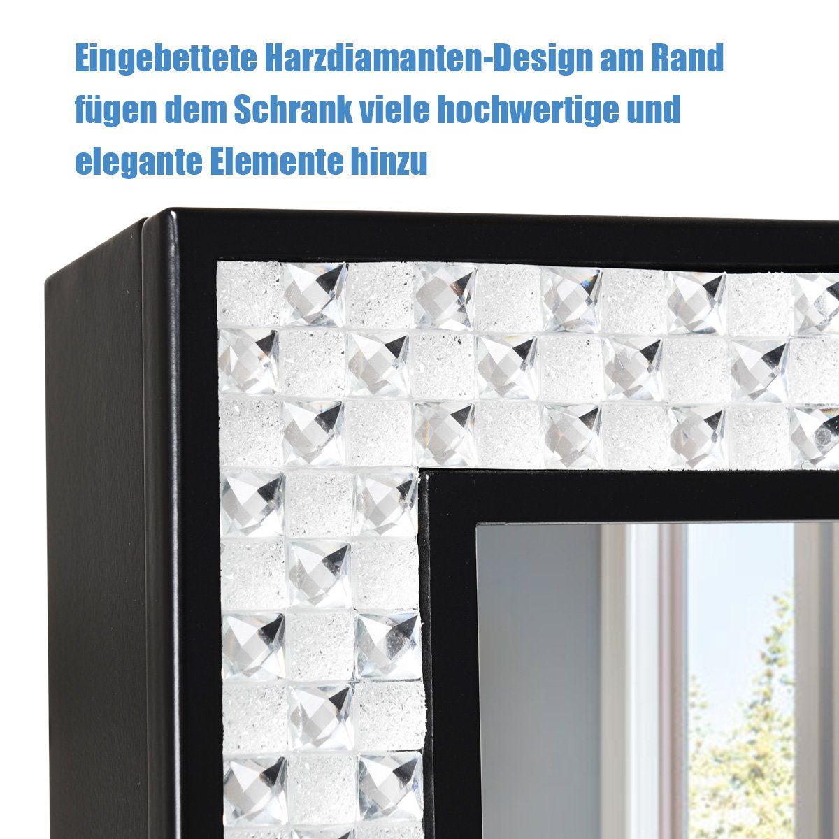 COSTWAY Schmuckschrank mit Spiegel, stehend, Winkelverstellbar