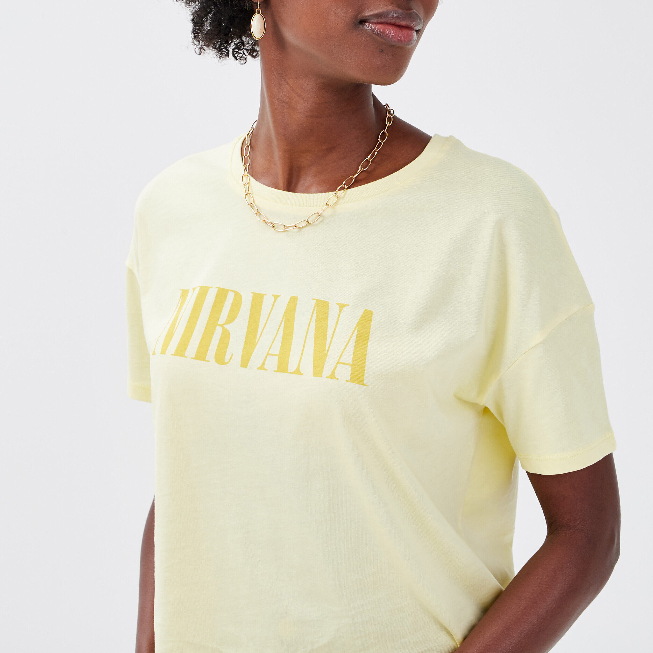 T-shirt Nirvana jaune clair femme | Cache Cache
