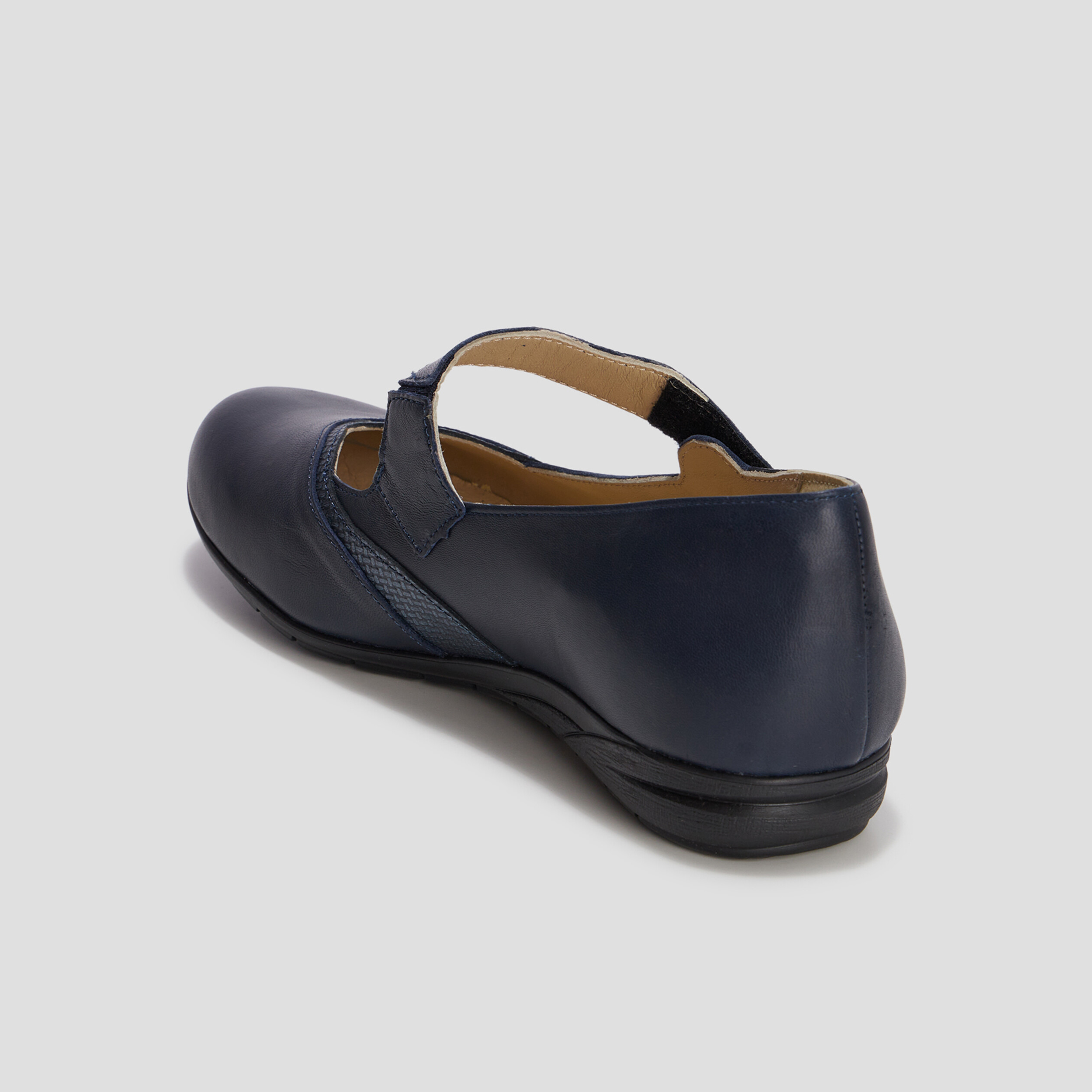 Ballerines en cuir pied large bleu marine femme | La Halle