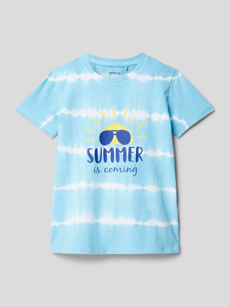 T-Shirt mit Statement-Print Modell 'ZADYE' in hellblau