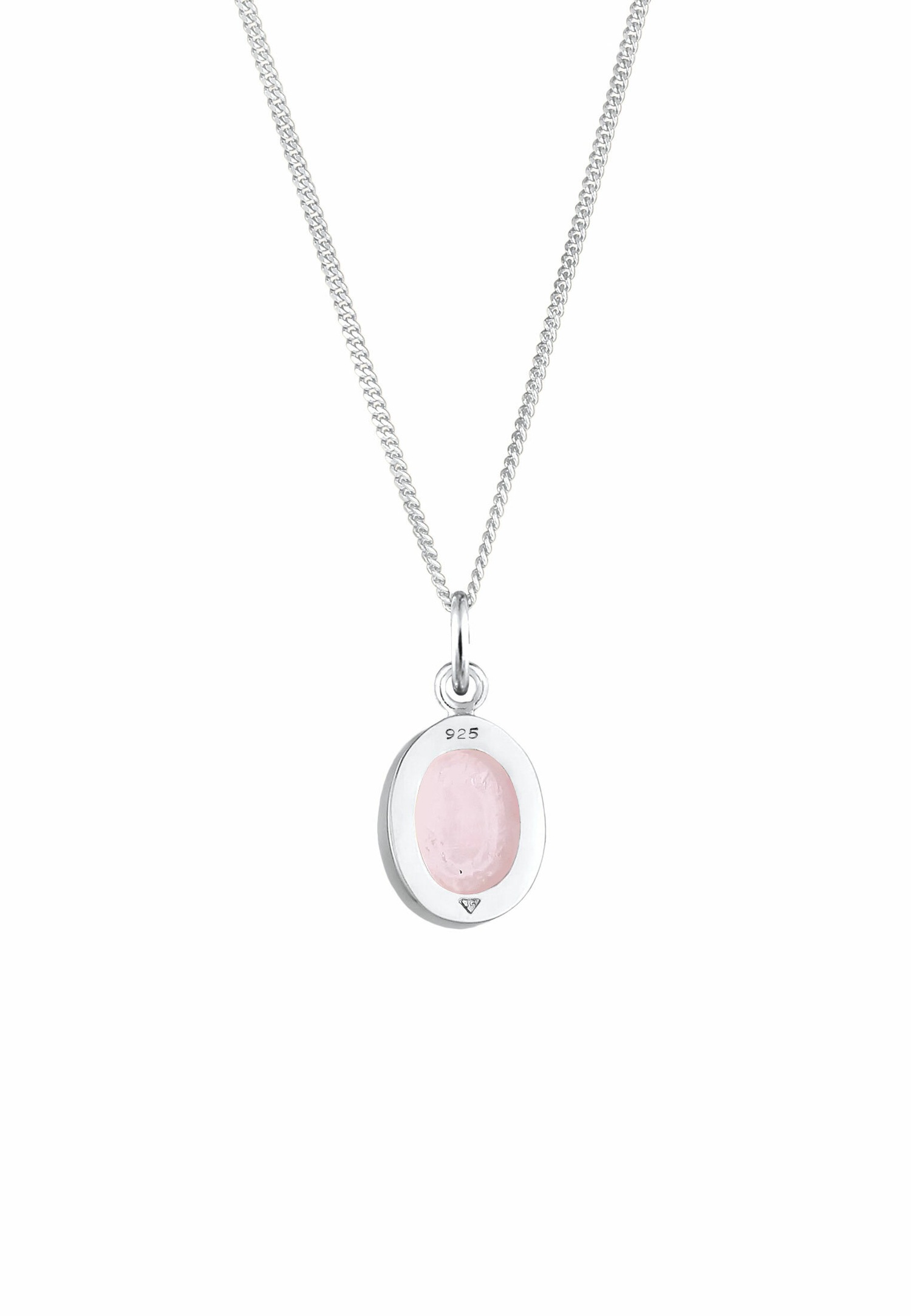 Elli Women's Elegant Basic Solitaire Pendant with Rose Quartz in 925 Sterling Silver