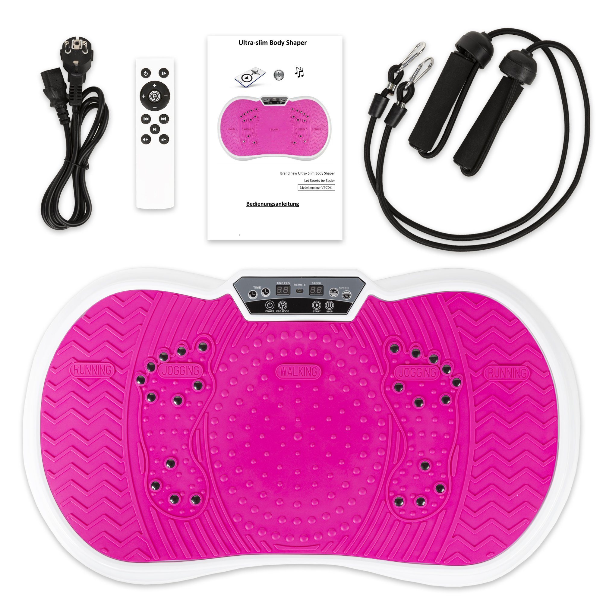 Coradoma Vibrationsplatte Vibrationsboard Fitness zum Abnehmen Rüttelplatte Vibrationsgerät, 300,00 W, (mit Trainingsbänder), Oszillation mit Power Dehnbändern und Bluetooth
