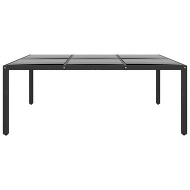vidaXL Gartentisch Gartentisch 200x150x75 cm Hartglas und Poly Rattan Schwarz (1-St)