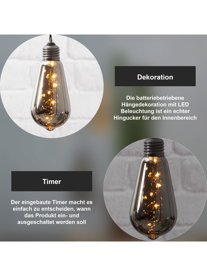 STAR Trading LED Hängeleuchte ,Glow', Batterien und Timer, Leuchtdraht, schwarz, 13 günstig kaufen onesize
