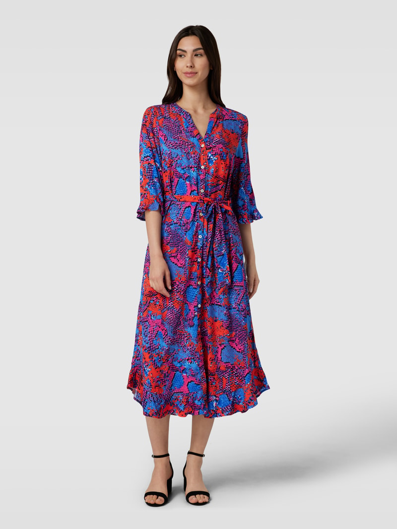 Midikleid mit Allover-Muster in pink