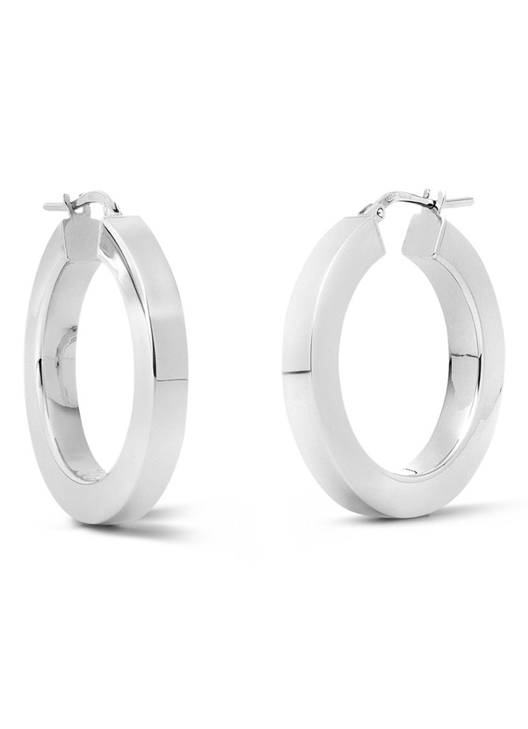 Casa Jewelry Κλασικά τετράγωνα ασημένια σκουλαρίκια κρίκοι