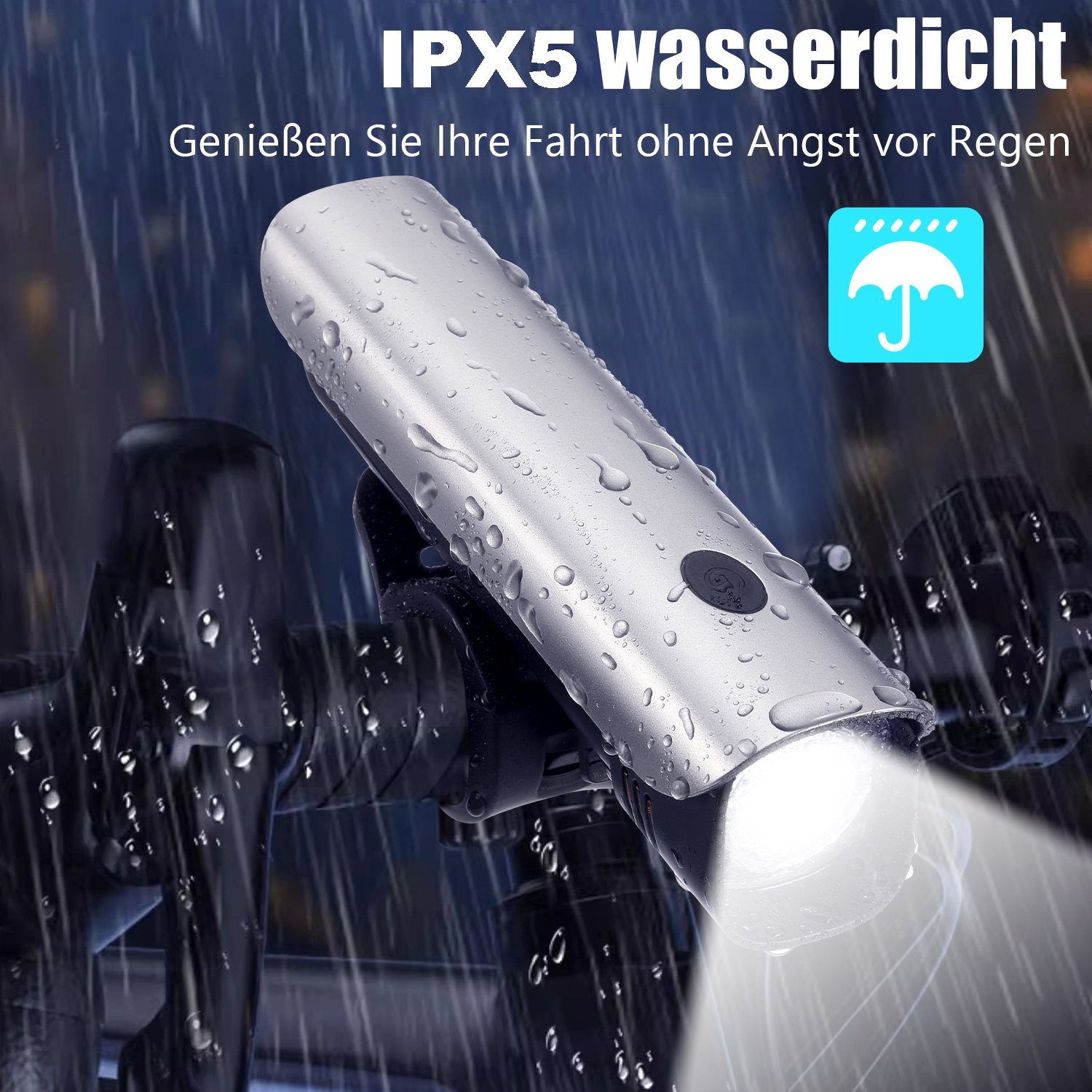 LETGOSPT Fahrradbeleuchtung LED Fahrradlampe Set StVZO zugelassen, Fahrradlicht Vorne 30 Lux, USB Aufladbar mit Batterie Aufforderung schwach,IPX5 Wasserdicht