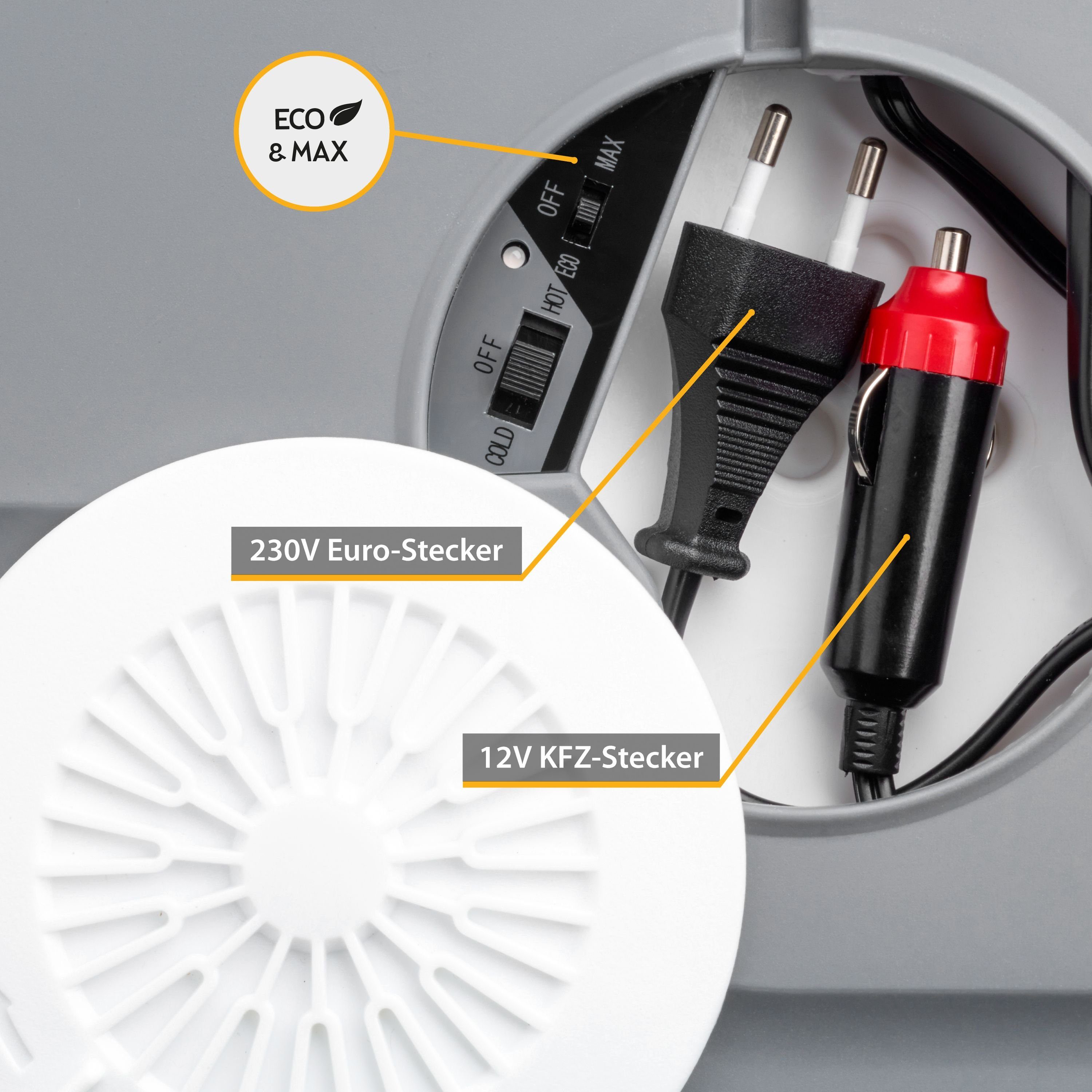 TZS FIRST AUSTRIA Elektrische Kühlbox elektrische Kühlbox, 32L, 12V /230V Anschluss, 12-V-Stecker fürs Auto, für Camping, Festivals, Reisen, mit Kühl- und Warmhaltefunktion
