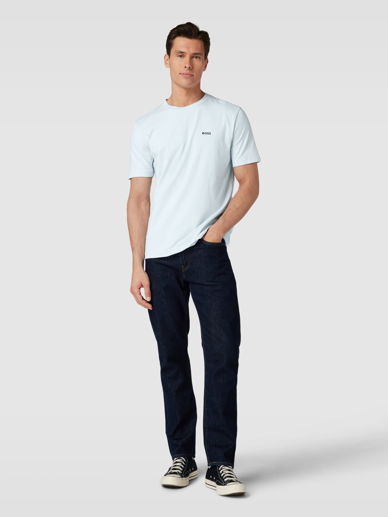 T-Shirt mit Label-Print in hellblau