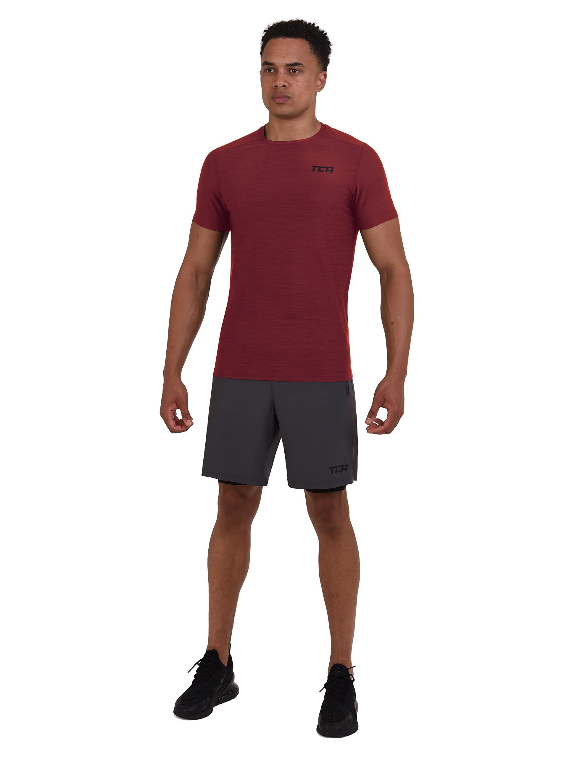 TCA Trainingsshorts TCA Herren 2-in-1 Laufhose - Grau (2X RV-Tasche)