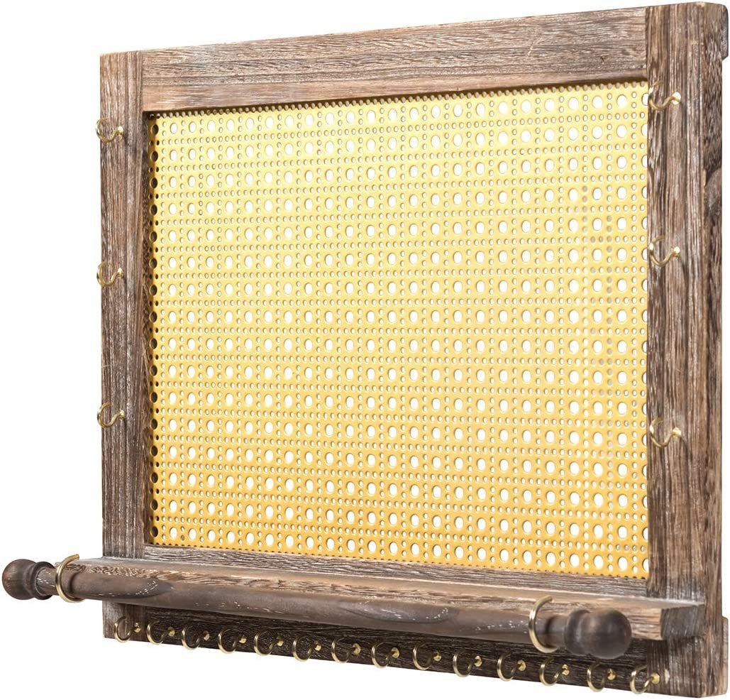 KOMFOTTEU Schmuckständer Wand Schmuckhalter, aus Metall & Holz