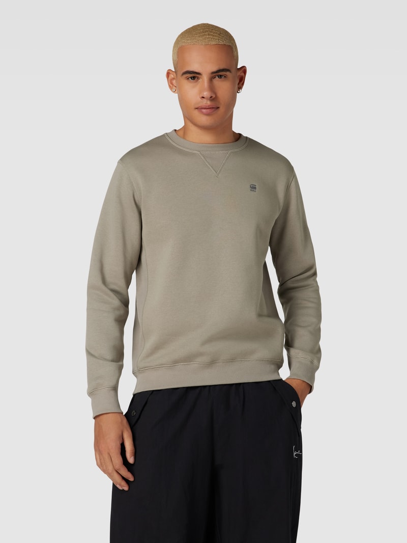 Sweatshirt mit Logo-Stitching Modell 'Premium' in beige