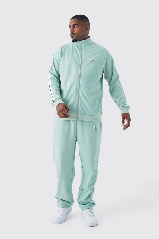 Plus Slim-Fit Trikot-Trainingsanzug mit Trichterkragen