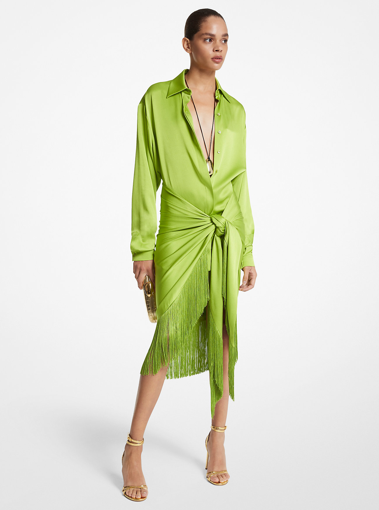 Charmeuse Frynsete Sarongskjørt - LIME