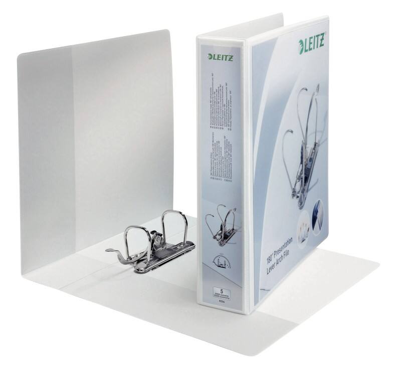 Leitz 180° Präsentations-Ringbuch 65 mm Graupappe, Papier 2 Ringe DIN A4  Weiß